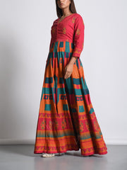 Coral Pink Cotton Anarkali Gown