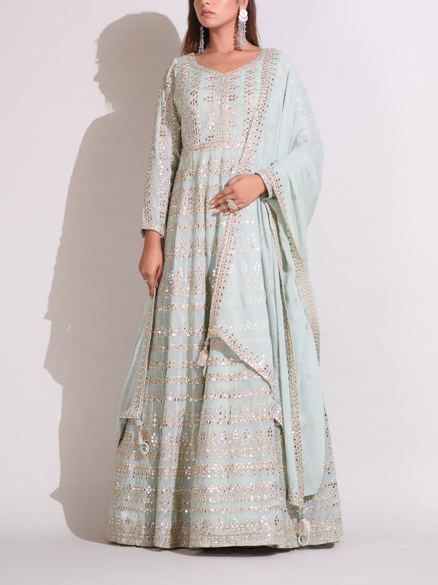 Light Green Georgette Anarkali Gown