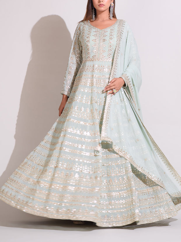 Light Green Georgette Anarkali Gown