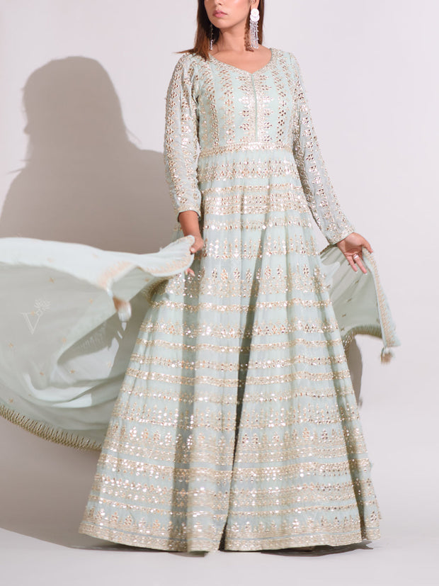 Light Green Georgette Anarkali Gown