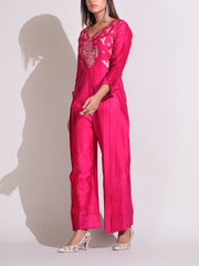 Pink Chanderi Jump Suit