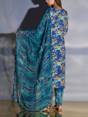 Blue Printed Vasansi Silk Suit Set