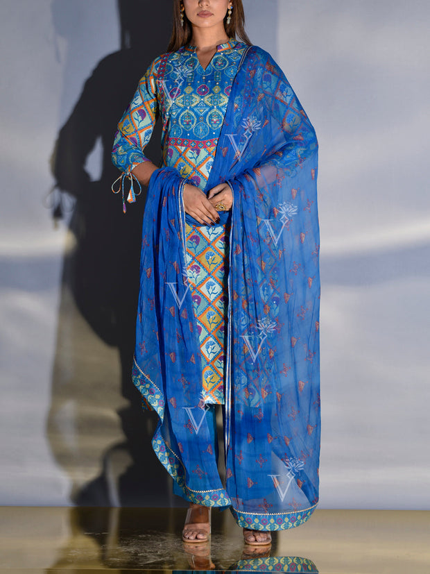 Blue Vasansi Silk Printed Suit Set