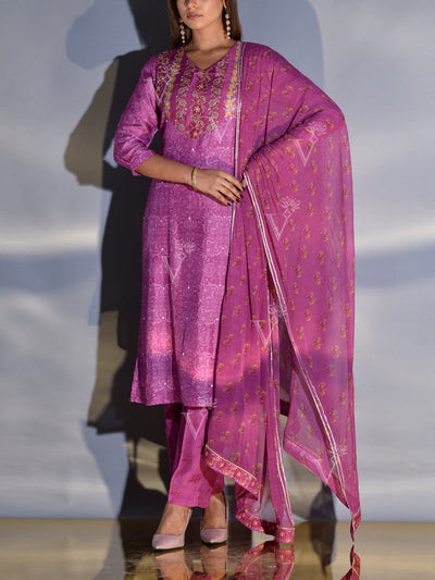 Fuschsia Pink Vasansi Silk Suit Set