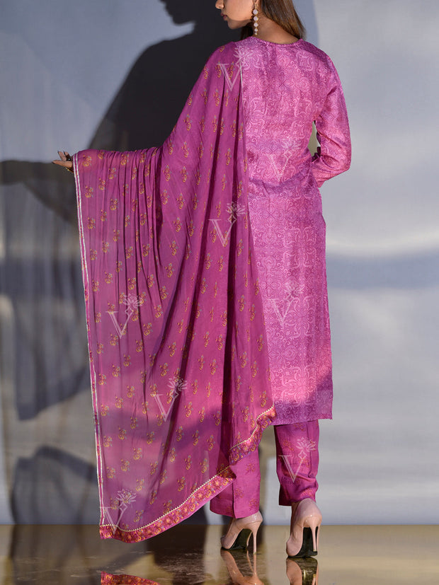 Fuschsia Pink Vasansi Silk Suit Set