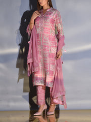 Crepe Pink Vasansi Silk Suit Set