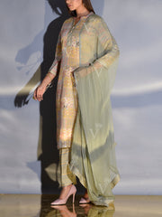 Yellow and Grey Vasansi Silk Suit Set