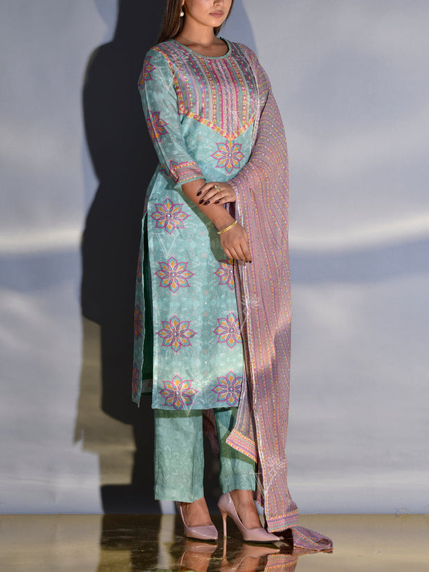 Mint Green Vasansi Silk Suit Set