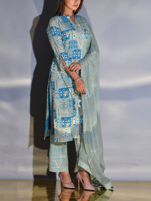 Light Blue Vasansi Silk Suit Set