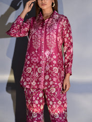 Raspberry Pink Vasansi Silk Printed Co-ord Set