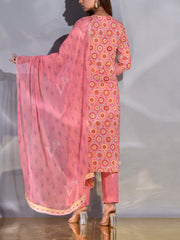 Pink Cotton Printed Suit Set