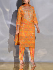 Chrome Yellow Vasansi Silk Printed Suit Set