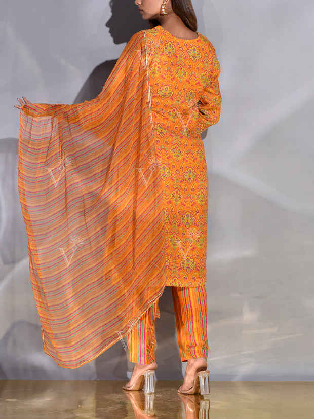 Chrome Yellow Vasansi Silk Printed Suit Set