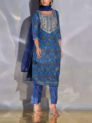 Blue Vasansi Silk Printed Suit Set