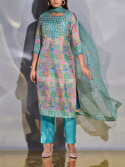 Green Vasansi Silk Printed Suit Set