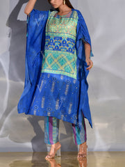 Blue Vasansi Silk Printed Kaftan Set