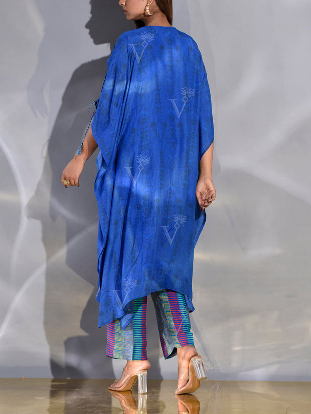 Blue Vasansi Silk Printed Kaftan Set