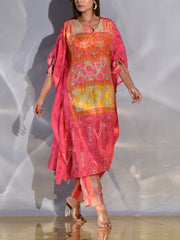 Pink Vasansi Silk Printed Kaftan Set