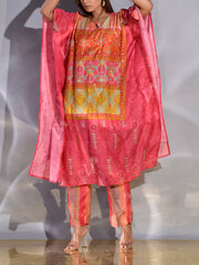 Pink Vasansi Silk Printed Kaftan Set