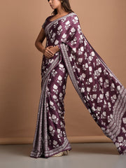 Wine Satin Highlighted Saree