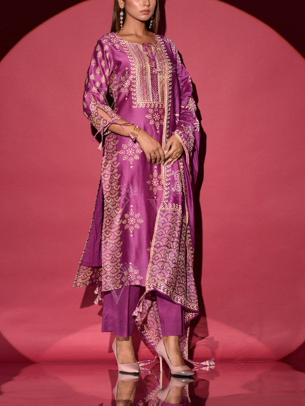 Purple Vasansi Silk Suit Set