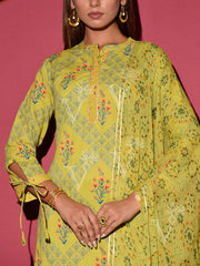 Light Green Cotton Printed Suit Set