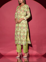 Green Vasansi Silk Printed Kurta