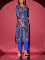 Blue Vasansi Silk Printed Kurta