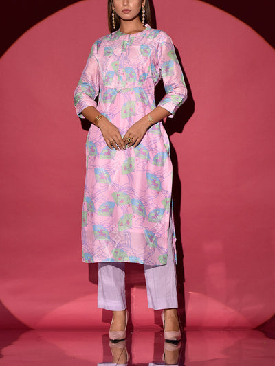 Blush Pink Vasansi Silk Printed Kurta