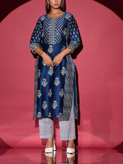 Blue Vasansi Silk Printed Highlighted Kurta