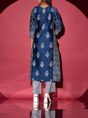 Blue Vasansi Silk Printed Highlighted Kurta