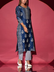 Blue Vasansi Silk Printed Highlighted Kurta