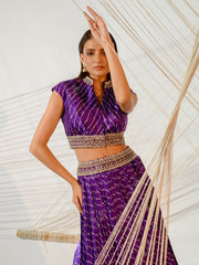 Purple Silk Skirt Set