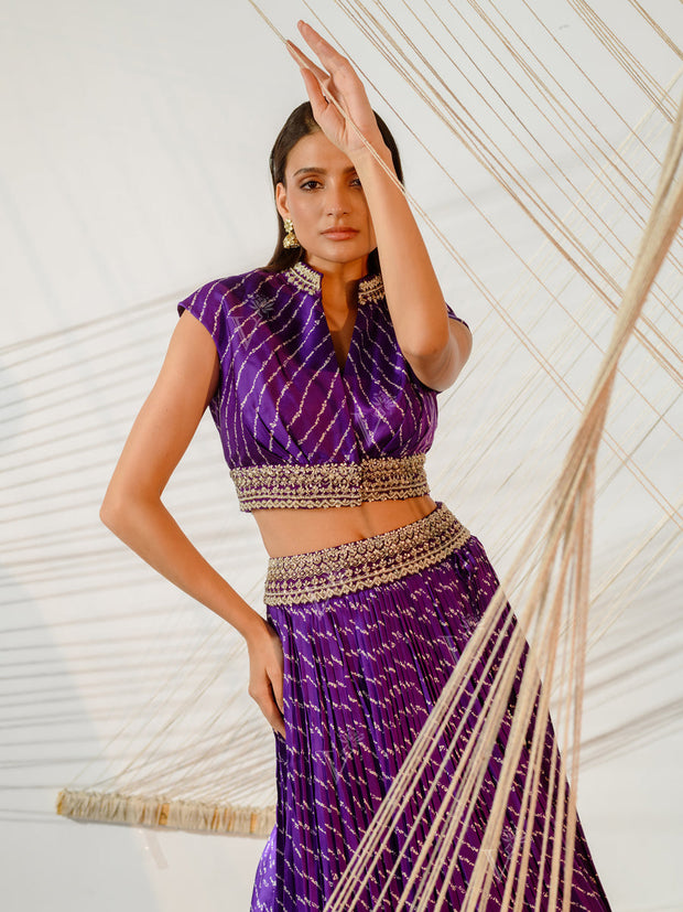 Purple Silk Skirt Set