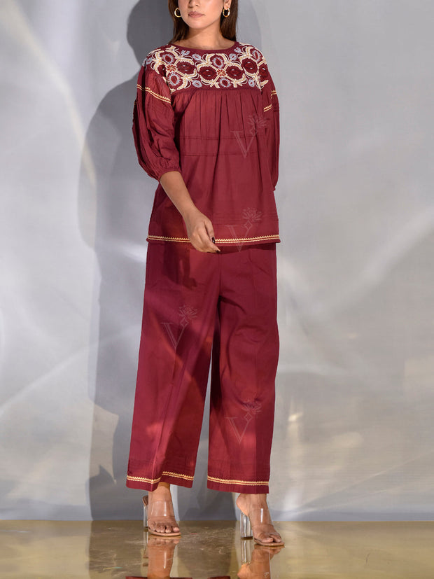 Maroon Top and Pant Set