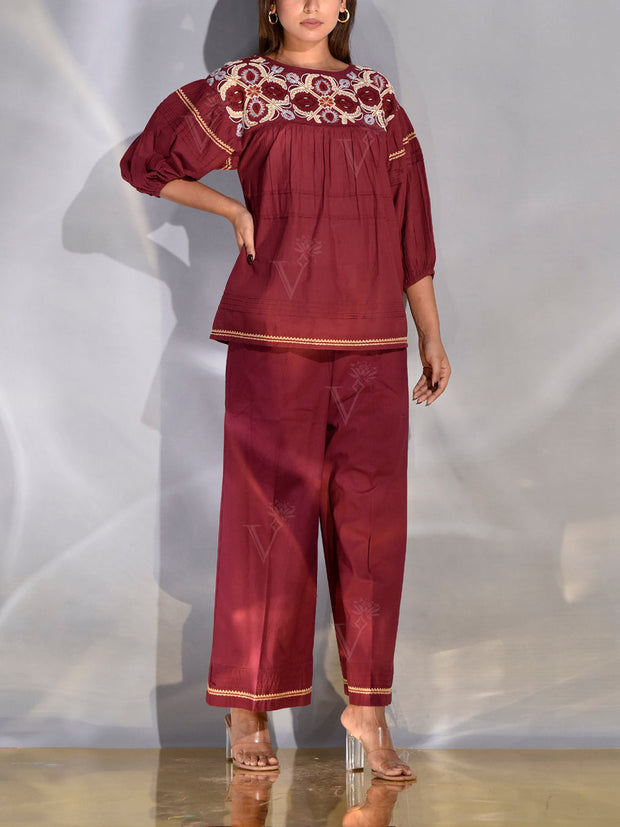 Maroon Top and Pant Set