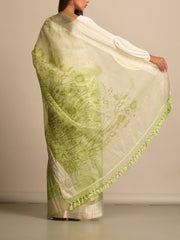 Pista Green Organza Printed Saree