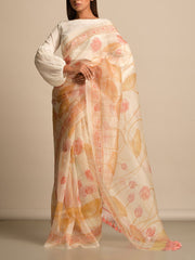 Off White Organza Printed Saree