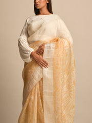 Off White Organza Printed Saree