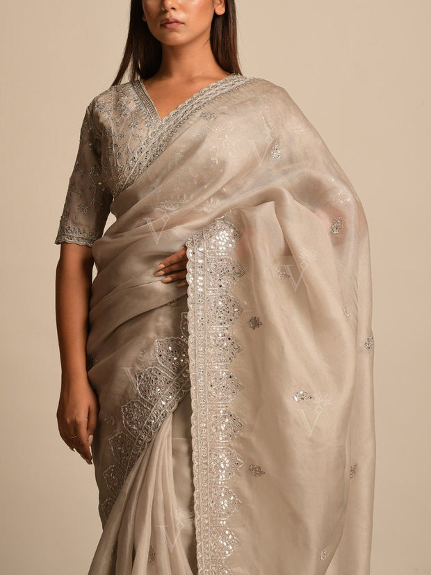 Grey Organza Saree