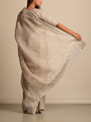 Grey Organza Saree