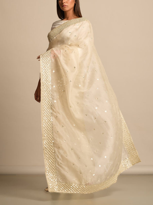 Off White Organza Saree