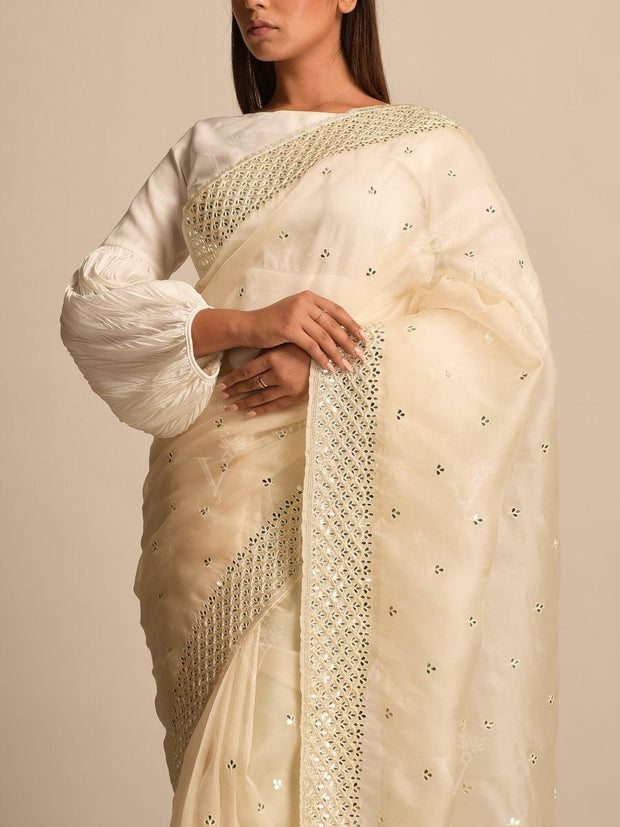 Off White Organza Saree