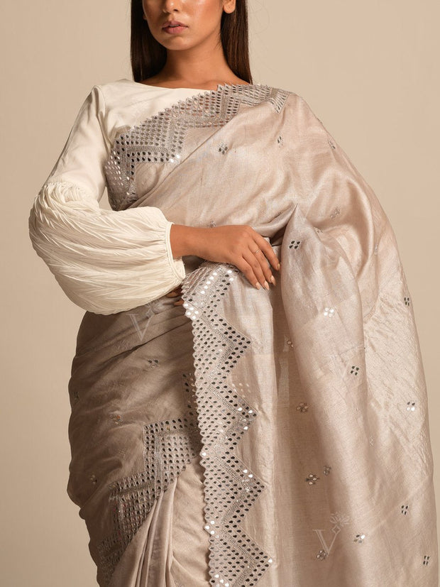 Grey Tussar Saree