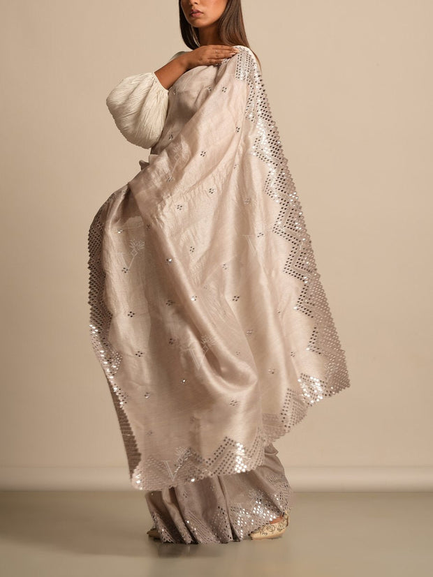 Grey Tussar Saree