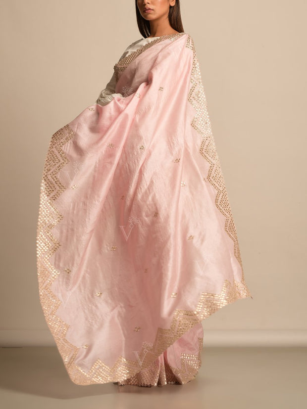 Pink Tussar Saree