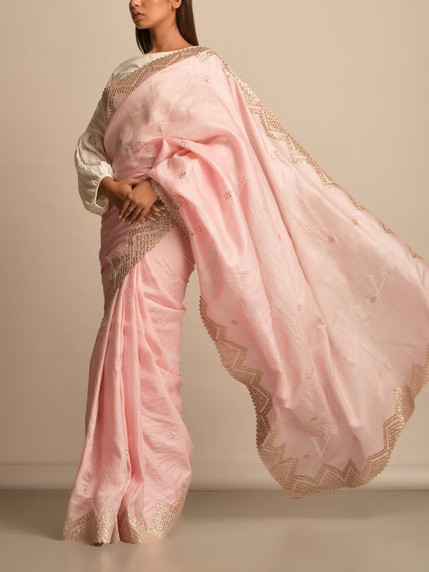 Pink Tussar Saree