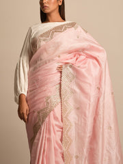 Pink Tussar Saree