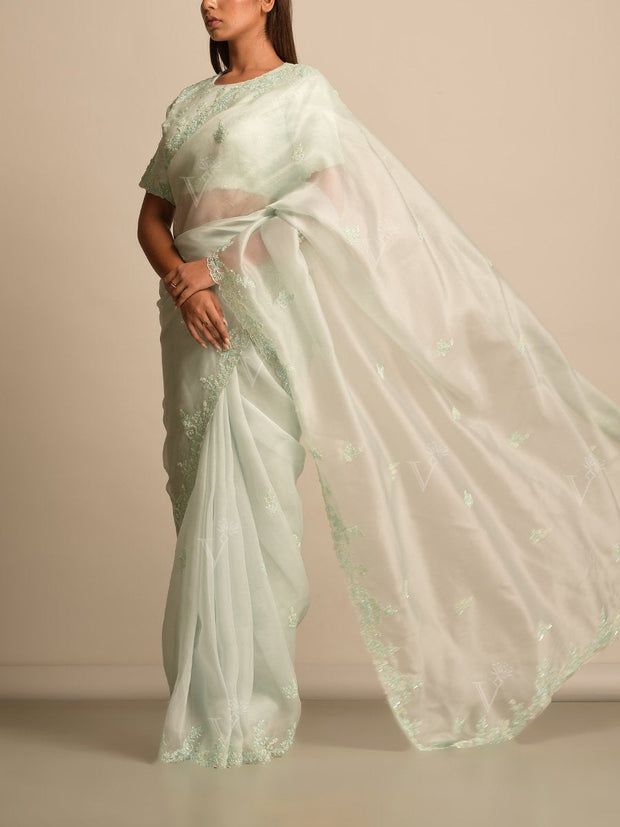 Sky Blue Organza  Saree