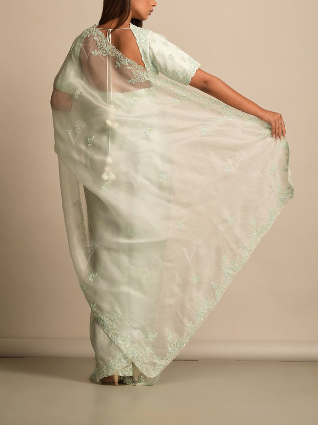 Sky Blue Organza  Saree